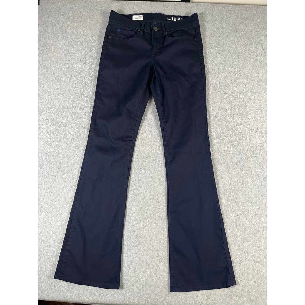 Gap 1969 Perfect Boot Jeans Navy Blue Stretch Low Rise Bootcut Pants Women 26/2
